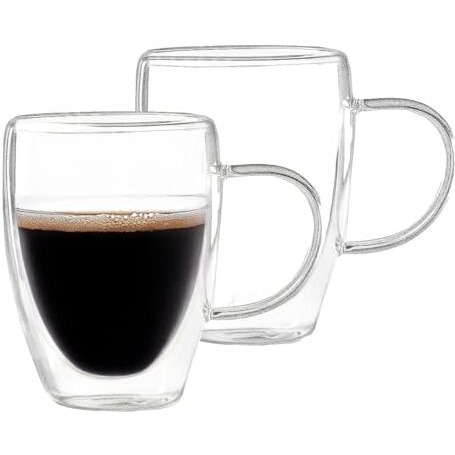 Sipologie Nord Double Wall Mug 300Ml, Set Of 2 - Elegant Clear Glass Mugs With A Premium Finish, Ideal For Hot And Cold Beverages - Great For Gifting, Transparent