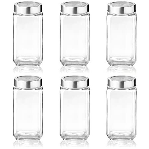 Treo By Milton Cube Storage Glass Jar, 1000 Ml Each, Set Of 6, Transparent| Bpa Free | Storage Jar | Kitchen Organizer | Modular | Multipurpose Jar | Cookies Jar