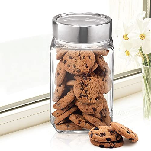 Treo By Milton Cube Storage Glass Jar, 1000 Ml Each, Set Of 6, Transparent| Bpa Free | Storage Jar | Kitchen Organizer | Modular | Multipurpose Jar | Cookies Jar