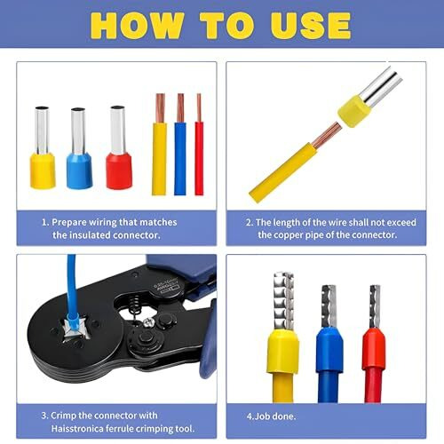 Cp-Tech Ferrule Crimping Tool Kit, Self-Adjusting Square Wire Crimper Plier For Awg23-7 With 1200Pcs Wire End Terminals.