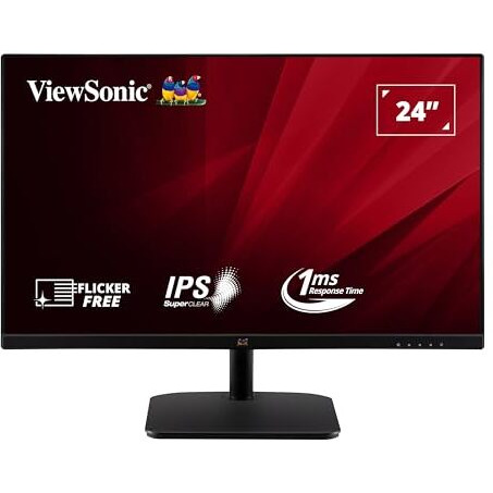 Viewsonic (From Usa) 60.96 Cm (24") Fhd Ips Monitor For Home And Office Use, 100 Hz, 1 Ms Response Time, Amd Free Sync, Dual Speaker, Wall Mount, Bezel Less, Eye-Care, Srgb104%, Hdmi, Va2432-Mh