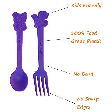 Swish Kitsen Reusable Plastic Spoon And Fork Set. 12 Spoons&12 Forks. Kids Friendly And Ideal For Birthday Parties, Get Together, Picnic, Lunch Box And More.