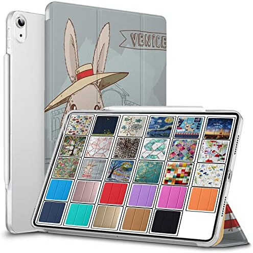 Durasafe Cases For Ipad Pro 11 Inch 1 Gen 2018 [ Pro 11 1St ] A1980 A1934 A2013 A1979 Mu0T2Hn/A Mu0Y2Hn/A Printed Slim Lightweight Protective Pc Dual Angle Stand Clear Flip Back Cover - Bunny Hat