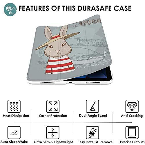 Durasafe Cases For Ipad Pro 11 Inch 1 Gen 2018 [ Pro 11 1St ] A1980 A1934 A2013 A1979 Mu0T2Hn/A Mu0Y2Hn/A Printed Slim Lightweight Protective Pc Dual Angle Stand Clear Flip Back Cover - Bunny Hat