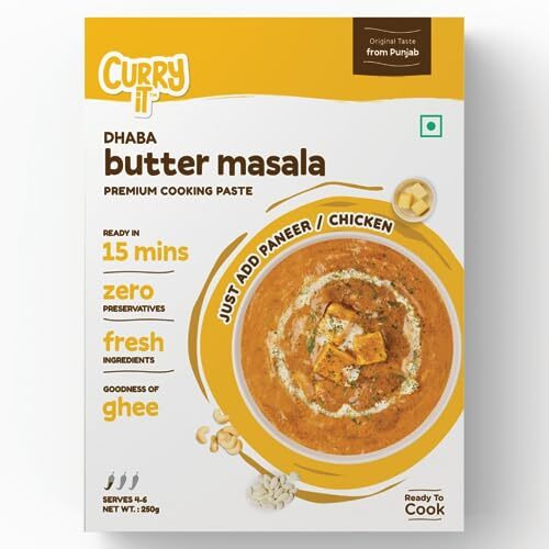 Curryit Dhaba Style Butter Masala Curry Paste Pack Of (3X250G)|| Ready To Cook In 15 Mins | Make Butter Chicken | Shahi Paneer Masala | Tikka Masala Gravy | Serves 6 | Made With Ghee | No Preservatives | 250G