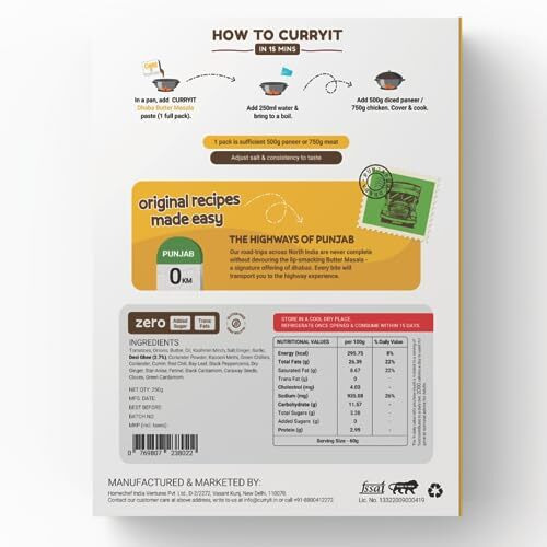 Curryit Dhaba Style Butter Masala Curry Paste Pack Of (3X250G)|| Ready To Cook In 15 Mins | Make Butter Chicken | Shahi Paneer Masala | Tikka Masala Gravy | Serves 6 | Made With Ghee | No Preservatives | 250G
