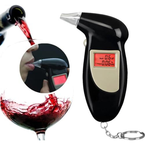 Divinext Alcohol Breath Analyzer Tester/Back Lit Digital Lcd Display 11 X 7 X 2.5 Cm, Black