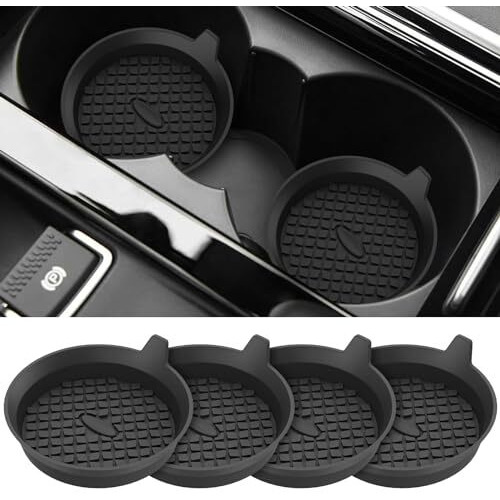 Mtroyaldia Car Cup Coaster, 4 Pieces Universal Non-Slip Cup Holders Embedded In Ornaments Coaster, Car Interior Accessories (Black)
