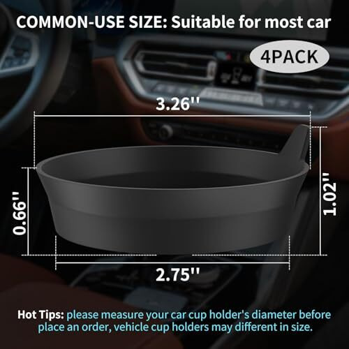 Mtroyaldia Car Cup Coaster, 4 Pieces Universal Non-Slip Cup Holders Embedded In Ornaments Coaster, Car Interior Accessories (Black)