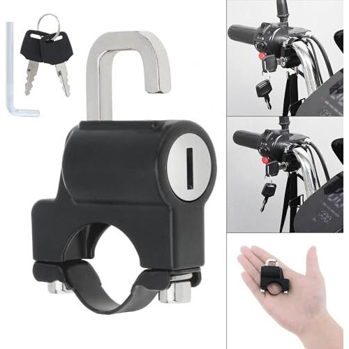 Dianzhu 22Mm 7/8" Motorcycle Helmet Lock Anti-Theft,Security Aluminum Alloy Iron Black Padlock For Bicycle Motorbike Scooters,Handlebar Mount (1 Piece)