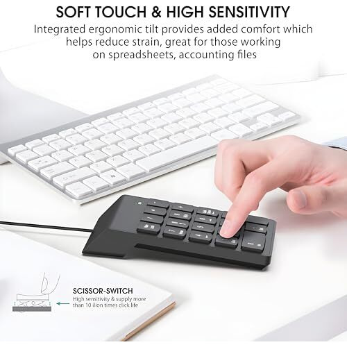 Viboton Usb 2.0 Wired Numeric Keypad Slim Mini Number Pad Digital Keyboard 18 Keys Numpad For Imac/Mac Pro/Macbook/Macbook Air/Pro Laptop Pc Notebook Desktop.