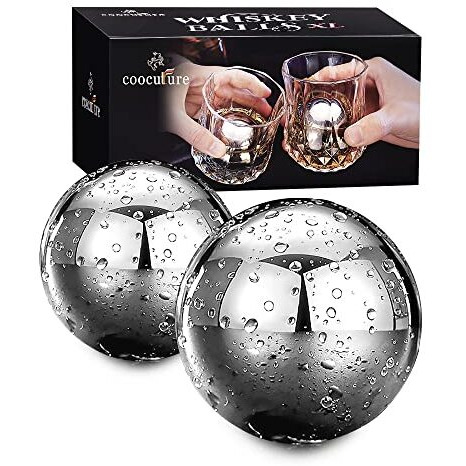 Whiskey Balls Reusable Stainless Steel Metal Ice Sphere Cubes Beverage Chilling Rocks Whiskey Stones For Red Wine, Bar Beer, Scotch, Vodka Drinks