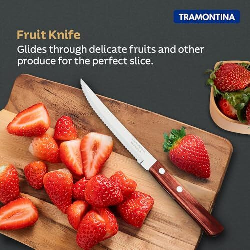 Tramontina Polywood Stainless Steel Fruit Knife/,10.1Cm/4" | Wavy/Serrated Edge Knife | Treated Brazilian Polywood Handle | Impact Resistant | Heat Resistant |Dishwasher Safe | 5 Year Warranty*