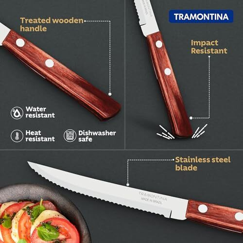 Tramontina Polywood Stainless Steel Fruit Knife/,10.1Cm/4" | Wavy/Serrated Edge Knife | Treated Brazilian Polywood Handle | Impact Resistant | Heat Resistant |Dishwasher Safe | 5 Year Warranty*