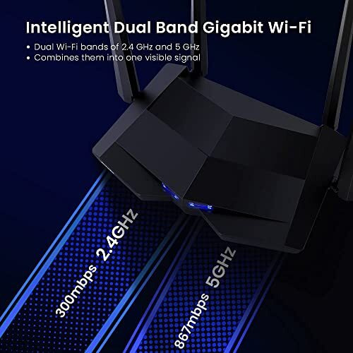 Tenda Ac10 Ac1200 Wireless Smart Dual-Band Gigabit Wifi Router, Mu-Mimo, 4 Gigabit Ports, 867Mbps/5 Ghz+ 300Mbps /2.4Ghz, Support Vpn Server, Wifi Schedule, (Black, Not A Modem)