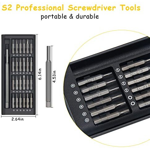 Windspeed 24 In 1 Mini Screwdriver Set With Case, Small Screwdriver Set Of Flathead And Phillips, Screwdrivers Magnetic Micro Screwdriver Kit For Electronics,Jewelers,Pc,Glasses,Watch,Phone, Black