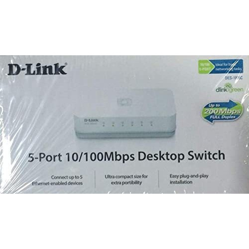 D-Link Des-1005C 5-Port 10/100 Mbps Unmanaged Switch, White