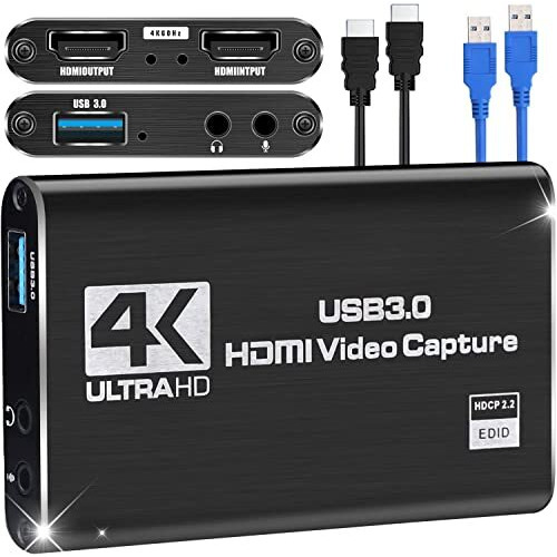 Microware Video Capture Cards, 4K Hdmi To Usb 3.0 Video Capture Device, 60Fps Broadcast Live And Record Video Audio Gaming, Streaming, Teaching, Video (4K Usb 3.0 Hdmi Video Capture)