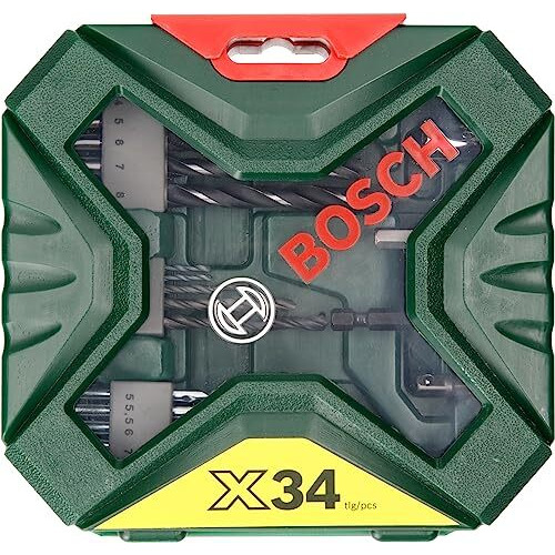 Bosch X-Line 2607010608 Cobalt Steel Classic Drill And Screwdriver Bit Set (Blue, 34-Pieces), Straight