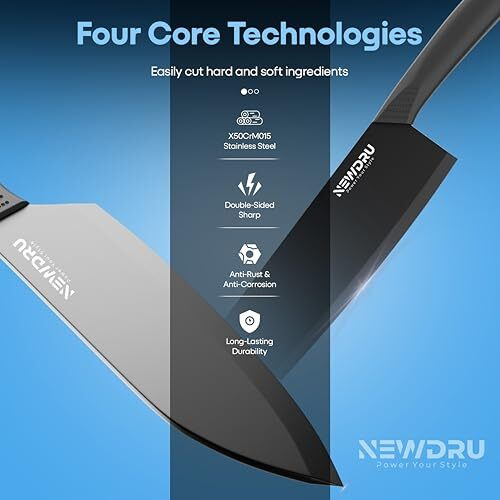 Newdru Swiftedge Knife Set Of 3- Stainless Steel Knives | Chef, Meat, And Utility Knives For Precision Cutting | Stylish & Durable Combo For Home & Professional Use- (Buy From Real Seller