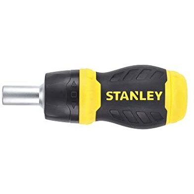 Stanley 0-66-358 Stubby Muti-Bit Ratcheting Screwdriver, 6 Bits, 1 Set,Multicolour