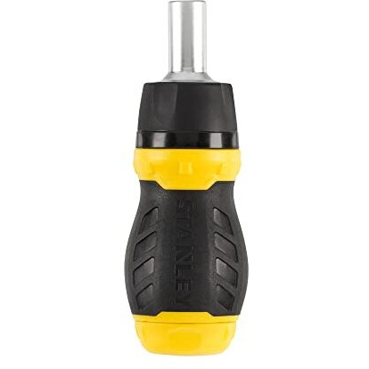 Stanley 0-66-358 Stubby Muti-Bit Ratcheting Screwdriver, 6 Bits, 1 Set,Multicolour