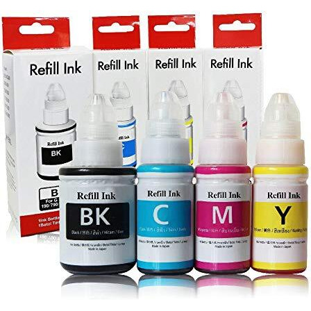 Rc Print Gi 790 Ink Refill For Canon G1000, G1010, G1100, G2000, G2002, G2010, G2012, G2100, G3000, G3010, G3012, G3100, G4000, G4010 (Pack Of 4 Black 135Ml Colour 70Ml)