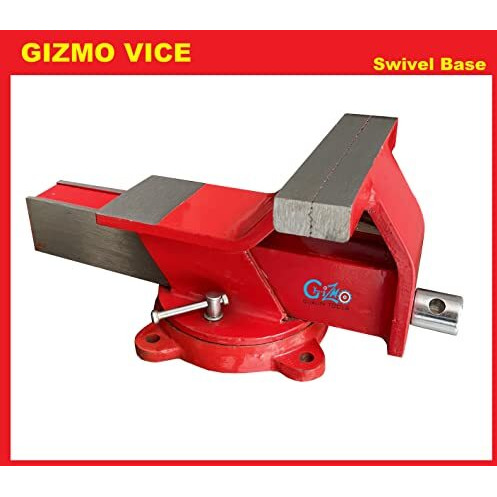 Gizmo Bench Vice, Steel Bench Vise, Germany Base Professional Bench Vice Steel Iron, Heavy Duty Swivel Base, Red (6 Inch - 150Mm)