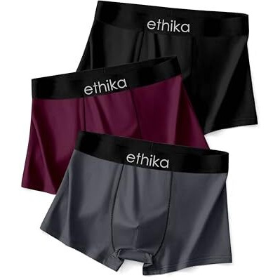 Ethika Men's Underwear Anti Bacterial Airsoft Trunk | Men's Regular Fit Underwear | Imported Nylon Fabric | Multicolor Pack Of 3 (In, Alpha, L, Multicolor) (In, Alpha, L, Multicolour)