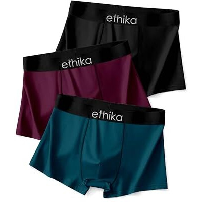 Ethika Men's Extra Thin Elastic Underwear Long Comfortable Ice Silk Breathable Comfort Brief-Boxer-Trunks Imported Material Multicolour (In, Alpha, Xl, Multicolour)