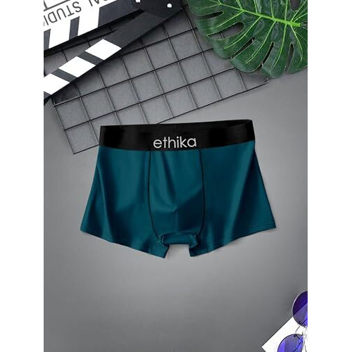 Ethika Men's Extra Thin Elastic Underwear Long Comfortable Ice Silk Breathable Comfort Brief-Boxer-Trunks Imported Material Multicolour (In, Alpha, Xl, Multicolour)