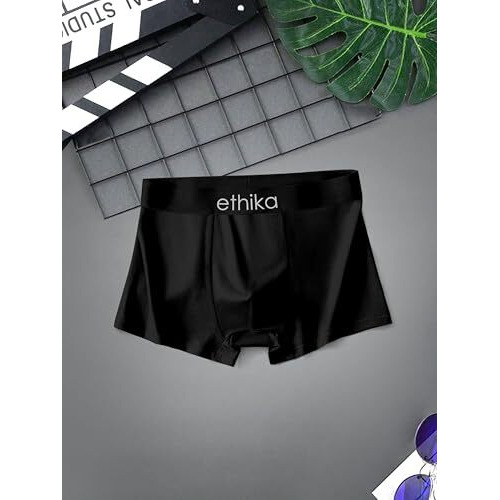 Ethika Men's Extra Thin Elastic Underwear Long Comfortable Ice Silk Breathable Comfort Brief-Boxer-Trunks Imported Material Multicolour (In, Alpha, Xl, Multicolour)