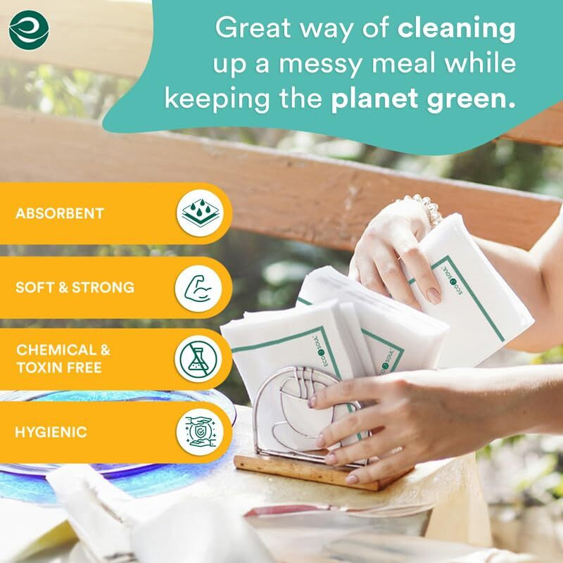 Eco Soul [2 Ply, 300 Count] Premium Paper Napkin | Pack Of 6 (50 Pulls Per Pack) | Eco Friendly Disposable Tissue Paper, Biodegradable Everyday Hand Paper Napkin