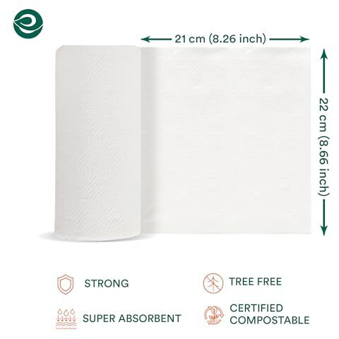 Eco Soul [2 Ply, 360 Pulls] Tree-Free Kitchen Paper Towel | Pack Of 6 (60 Pulls Per Pack) | Soft & Highly Absorbent | Eco Friendly, Natural, Biodegradable | Everyday Kitchen Paper Towel
