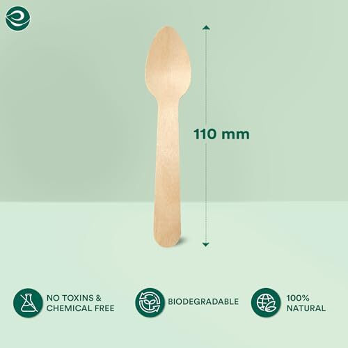Eco Soul [110Mm, 100 Pack] Disposable Tea Spoons | Mini Taster, Ice Cream & Pastry Spoons | Wooden Dining Flatware | Ideal For Kids Birthday, Wedding & Party