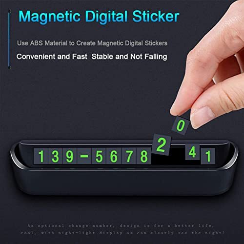 Galeno Car Dashboard Number Display - Mobile Number Display For Car, Temporary Car Parking Mobile Number Display With Magnetic Numbers Stickers