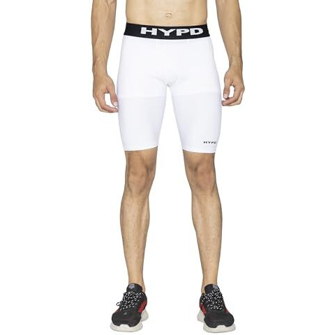 Hypd Dynamic Compression Body Fit Sports Shorts | Half Tights | White Color | Workout Tight For Men | Versatile Shorts For Men | Large Size |