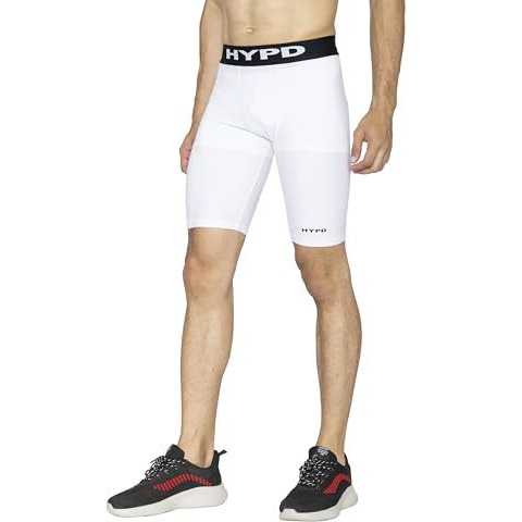 Hypd Dynamic Compression Body Fit Sports Shorts | Half Tights | White Color | Workout Tight For Men | Versatile Shorts For Men | Large Size |
