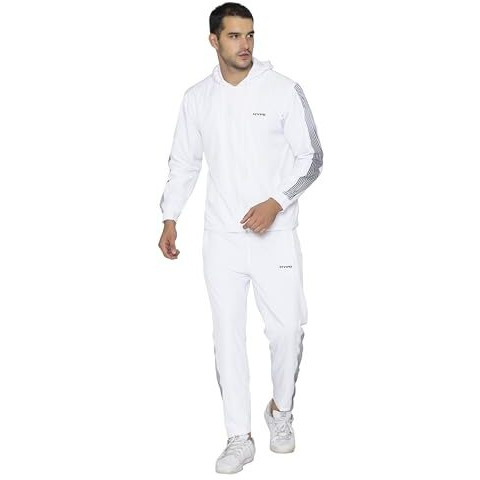Hypd Wave Men's Athletic Gym Running Sports Zipper Sports |Track Suit Fabric Ns Lycra | Moderate, Lightweight, Fabric But Durable | (S, White)
