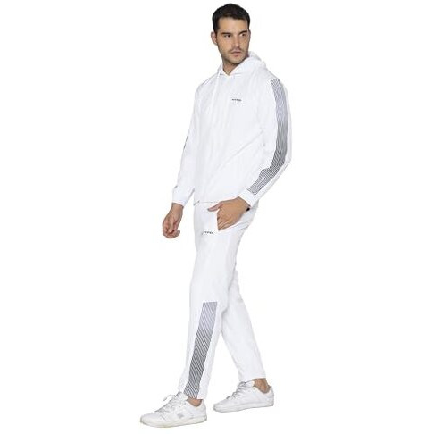 Hypd Wave Men's Athletic Gym Running Sports Zipper Sports |Track Suit Fabric Ns Lycra | Moderate, Lightweight, Fabric But Durable | (S, White)