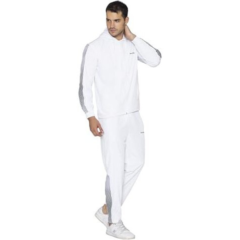 Hypd Wave Men's Athletic Gym Running Sports Zipper Sports |Track Suit Fabric Ns Lycra | Moderate, Lightweight, Fabric But Durable | (S, White)
