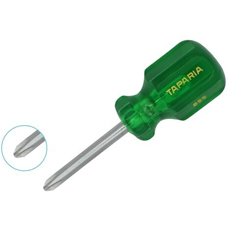 Taparia 855 Steel Philips Tip No.2 Stubby Screw Driver (Green And Silver), 1 Pc