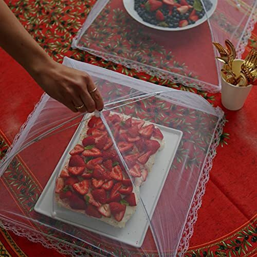 Large And Tall 17X17 Pop Up Mesh Food Covers For Outdoors - Reusable And Collapsible Food Nets For Tents, Parties, Picnics, And Bbqs - 3 Pack
