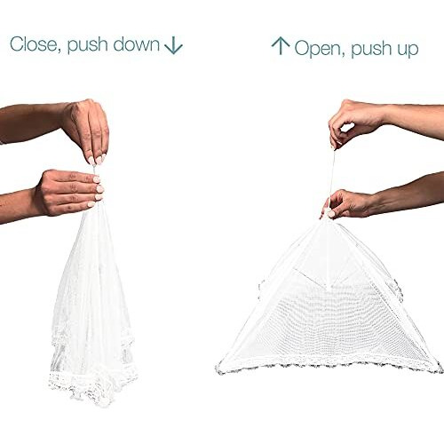 Large And Tall 17X17 Pop Up Mesh Food Covers For Outdoors - Reusable And Collapsible Food Nets For Tents, Parties, Picnics, And Bbqs - 3 Pack