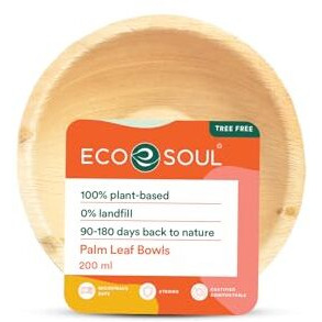 Eco Soul 100% Compostable, Biodegradable, Disposable Palm Leaf Bowls, Like Bamboo Bowls, Eco-Friendly | Sturdy, Microwave & Oven Safe
