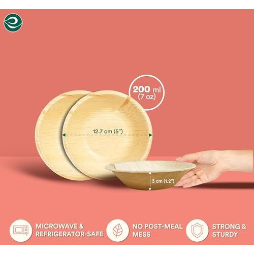 Eco Soul 100% Compostable, Biodegradable, Disposable Palm Leaf Bowls, Like Bamboo Bowls, Eco-Friendly | Sturdy, Microwave & Oven Safe