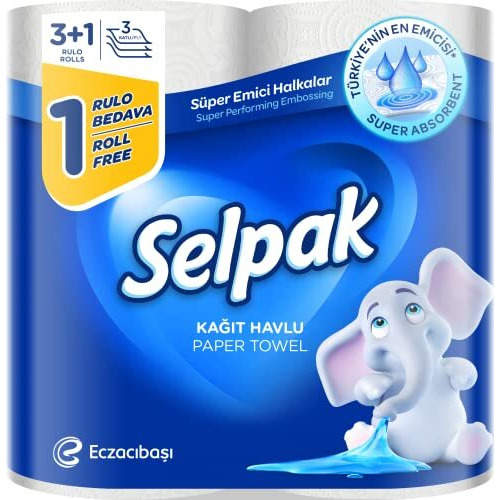 Selpak Paper Towel Tissue Kitchen Roll 3 Ply 3 +1 Roll Free On Promo Pack