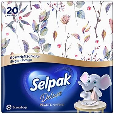 Selpak Deluxe Printed Napkin 3Ply 20Sheets, White, Ptdlx