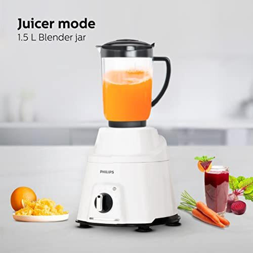 Philips Mixer Grinder 750 Watt, 3 In 1 (Mixer Grinder + Juicer + Food Processor) 4 Jar (Hl7763/00)