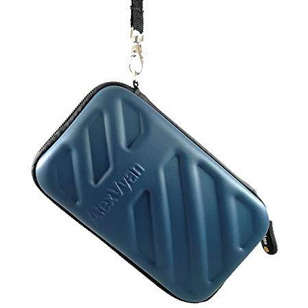 Alexvyan - Shock Proof External Hard Disk Case Protector For Seagate Backup Plus Slim 1Tb & 2Tb External Hard Drive Hard Disk Cover Hdd Case Casing Carry Bag Pouch Sleeve Enclosure (Blue Flower)
